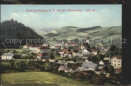 Kirchschlag Ortsblick mit Schlossruine Kat. Kirchschlag