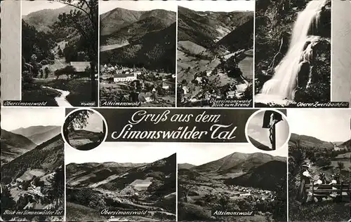 Simonswald Simonswaelder Tal Blick zum Brend Oberer Zweribachfall Wasserfall Trachten Kreuz Bromsilber Kat. Simonswald