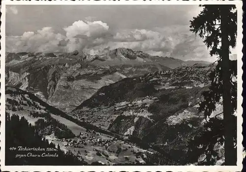 Tschiertschen Panorama gegen Chur und Calanda Glarner Alpen Kat. Tschiertschen