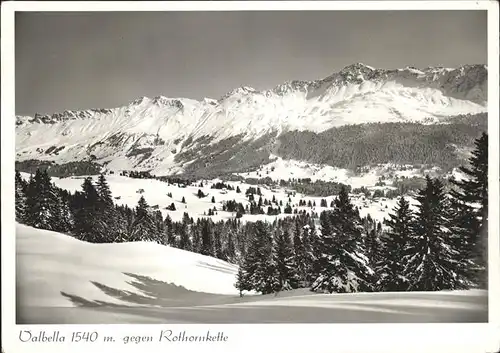 Valbella Panorama gegen Rothornkette Wintersportplatz Kat. Valbella