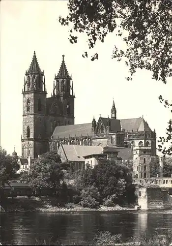 Magdeburg Partie an der Elbe Dom Kat. Magdeburg