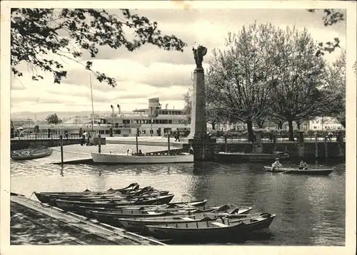 Konstanz Bodensee Gondelhafen mit Zeppelin Denkmal Kat. Konstanz