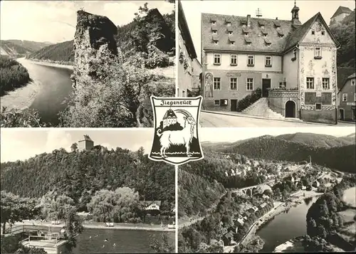 Ziegenrueck Saale Panorama Schwimmbad Gasthaus Ratskeller Fassadenmalerei Wappen Kat. Ziegenrueck Thueringen