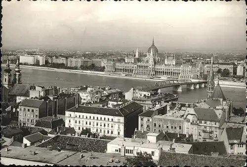 Budapest Dunai latkep Blick zur Donau Bruecke Kat. Budapest