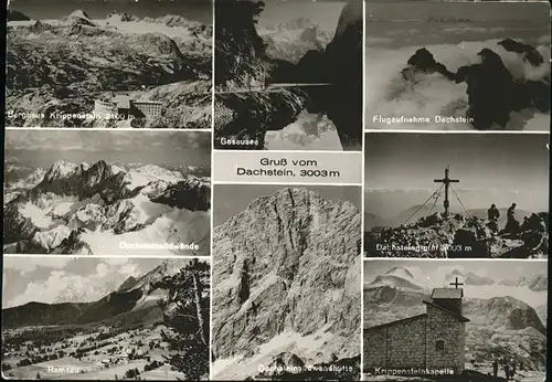 Obertraun Berghaus Krippenstein Kapelle Dachsteinbahn Gipfelkreuz Dachsteingebirge Fliegeraufnahme Gosausee  Kat. Obertraun