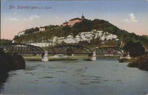 Dornburg Saale Ansicht von der Saale aus Bruecke Burgen Schloesser Kat. Dornburg Saale