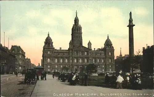 Glasgow Municipal Buildings The Town Hall Pferdedroschke Saeule Kat. Glasgow City