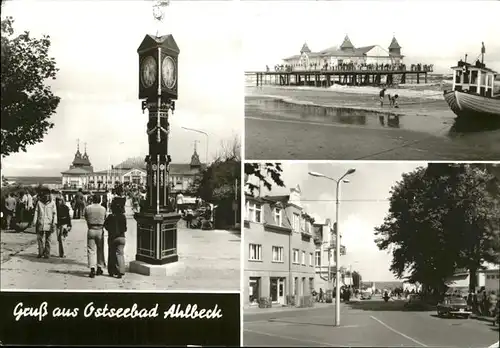 Ahlbeck Ostseebad Insel Usedom Strand Uhr Kat. Heringsdorf Insel Usedom