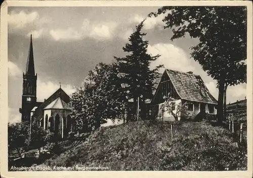 Altenberg Erzgebirge Kirche mit Bergmannshaus / Geising /Saechsische Schweiz-Osterzgebirge LKR