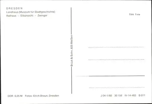 Dresden Landhaus Rathaus Elbansicht Zwinger Kat. Dresden