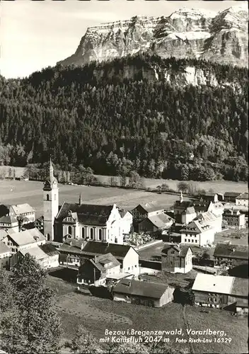 Bezau Vorarlberg Ortsansicht mit Kirche Kanisfluh Bregenzer Wald Kat. Bezau