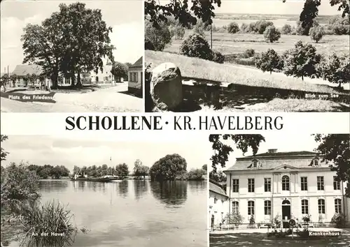 Schollene Platz des Friedens See Uferpartie Havel Krankenhaus Kat. Schollene