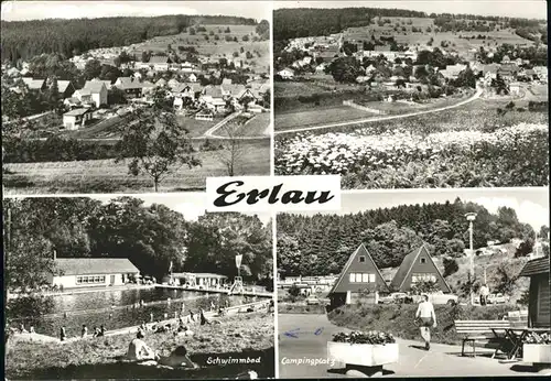 Erlau Thueringen Gesamtansicht Schwimmbad Campingplatz Blumenwiese Kat. Sankt Kilian