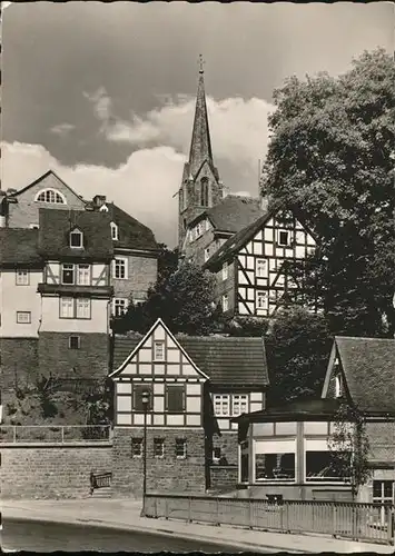 Bad Berleburg Ortspartie Fachwerkhaus Kirchturm Luft  und Kneippkurort Kat. Bad Berleburg