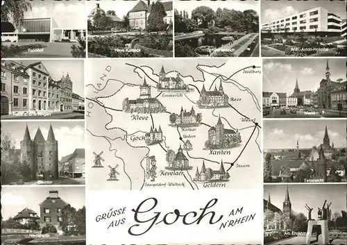 Goch Bahnhof Haus Kalbeck Schwanenteich Hospital Markt Steintor Nierspartie Ehrenmal Karte Schloesser Kat. Goch