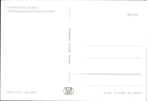 Schwarza Thueringer Wald mit Heiligenberg Kirschberg und Schloss / Schwarza Suhl /Schmalkalden-Meiningen LKR