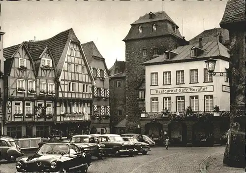 Linz Rhein Burgplatz Restaurant Cafe Burghof Die bunte Stadt am Rhein Kat. Linz am Rhein