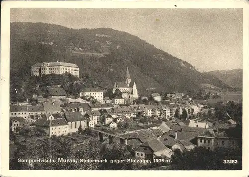 Murau Steiermark Panorama gegen Stolzalpe Schloss Kat. Murau