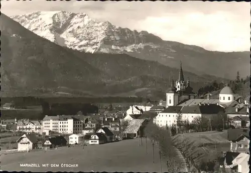 Mariazell Steiermark Ortsansicht mit Kirche oetscher Ybbstaler Alpen Kat. Mariazell