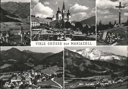 Mariazell Steiermark Basilika Kreuz Alpenpanorama Kat. Mariazell