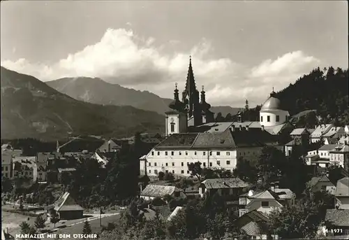 Mariazell Steiermark Ortsansicht mit Basilika und oetscher Ybbstaler Alpen Kat. Mariazell