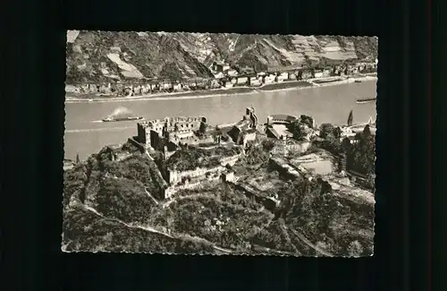 St Goar Burg Ruine Rheinfels am Rhein Kupfertiefdruck Fliegeraufnahme Kat. Sankt Goar