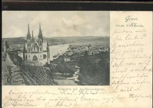 Remagen Rheinpanorama mit Apollinariskirche Kat. Remagen