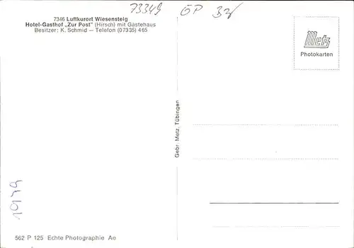 Wiesensteig Panorama Hotel "Zur Post" Kat. Wiesensteig