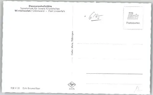 we94122 Winterkasten Lindenfels Winterkasten Eleonorenheilstaette * Kategorie. Lindenfels Alte Ansichtskarten