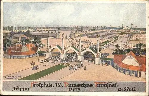 Leipzig Festplatz waehrend des Deutschen Turnfestes v.12. 16.Juli 1913 (Sonderstempel) Kat. Leipzig