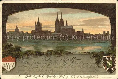 Koeln Rhein Blick zum Dom (Kuenstlerkarte v.Bilsen) Kat. Koeln