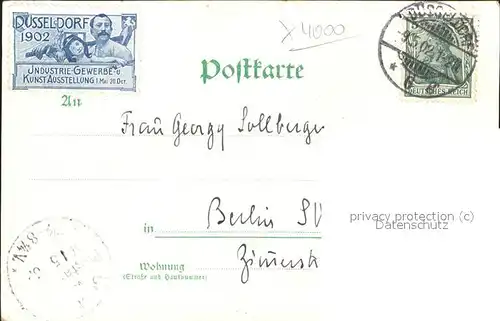 Duesseldorf Ausstellung 1902 mit Vignette (Dortmunder Aktien Brauerei) Kat. Duesseldorf