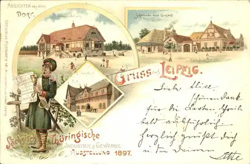 Leipzig Saechs. Thuer.Industrie & Gewerbe Ausstellung 1897 (Schmiede u.Gutshof Gemeindehaus Kat. Leipzig