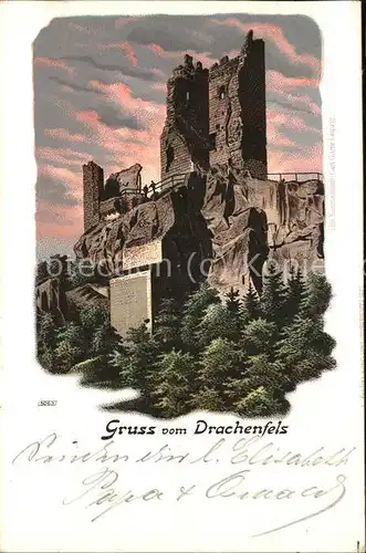 Drachenfels Ruine Drachenfels Kuenstlerkarte Kat. Koenigswinter