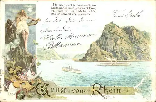 Loreley Lorelei Rheinpanorama Felsen Jungfrau Kat. Sankt Goarshausen