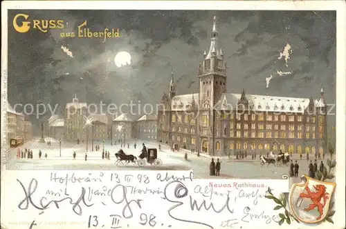 Elberfeld Wuppertal Neues Rathaus bei Nacht im Schnee Wappen / Wuppertal /Wuppertal Stadtkreis