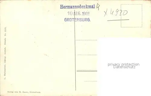 dg30615 Hermannsdenkmal Rehe Kategorie. Detmold Alte Ansichtskarten