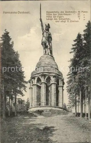 dg30750 Hermannsdenkmal Gesamthoehe Spruch Inschriften Nischen Denkmal Kategorie. Detmold Alte Ansichtskarten