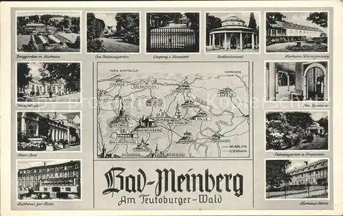 Bad Meinberg Landkarte Kurhaus Stern Palmengarten Brunnen  Kat. Horn Bad Meinberg
