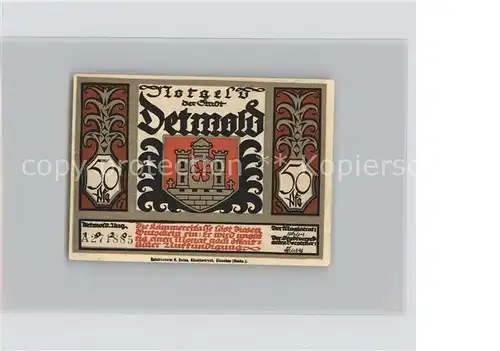 Detmold 50 Pfg. Wappen Kat. Detmold