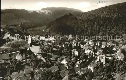 Wildemann Ortsansicht mit Kirche Hoehenluftkurort Kat. Wildemann Harz