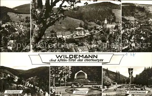 Wildemann Spiegeltal Kurpark Konzertpavillon Schwimmbad Hoehenluftkurort Klein Tirol des Oberharzes Kat. Wildemann Harz