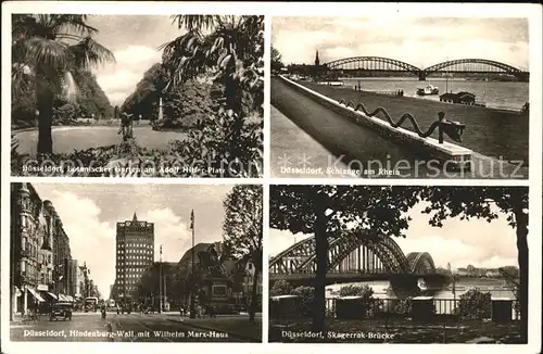 Duesseldorf Botanischer Garten Skulptur Schlange am Rhein Hindenburg Wall mit Wilhelm Marx Haus Skagerrak Bruecke Kat. Duesseldorf