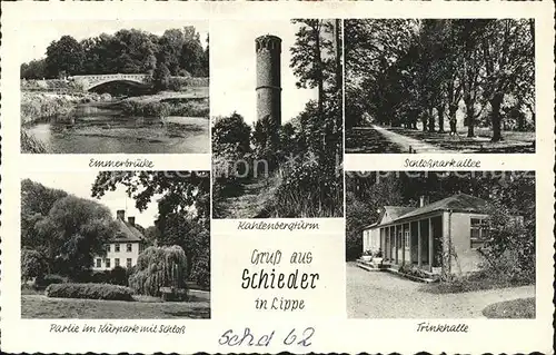 Schieder Emmerbruecke Kahlenbergturm Schlossparkallee Baumallee Kurpark Schloss Trinkhalle Luftkurort Kat. Schieder Schwalenberg
