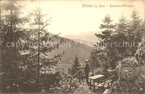 Altenau Harz Partie an den Siebenwochenklippen Aussichtsplattform Kat. Altenau