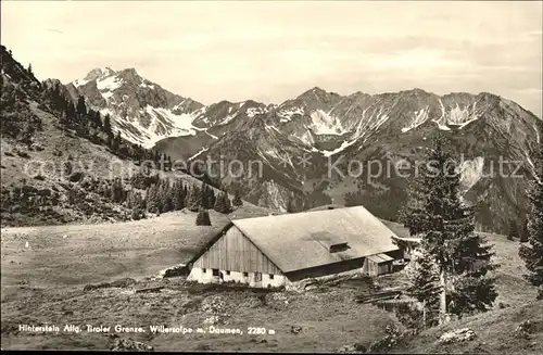 Hinterstein Bad Hindelang Willersalpe mit Daumen Allgaeuer Alpen Tiroler Grenze Berghuette / Bad Hindelang /Oberallgaeu LKR