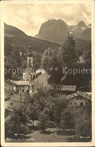 Ramsau Dachstein Steiermark Ortsansicht mit Kirche und Reiteralm Kat. Ramsau am Dachstein