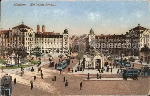 Muenchen Karlsplatz Rondell Strassenbahn Brunnen Kat. Muenchen