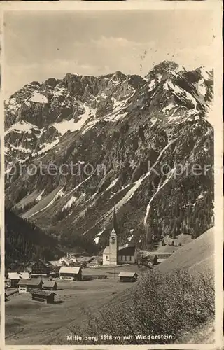 Mittelberg Vorarlberg Ortsansicht mit Kirche Widderstein Allgaeuer Alpen Kat. Mittelberg