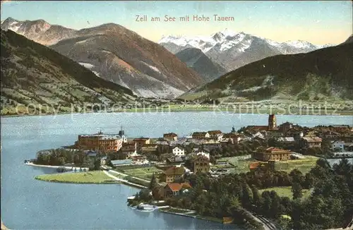 Zell See Gesamtansicht mit Alpenpanorama Hohe Tauern Kat. Zell am See